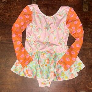 Floral Long Sleeve Leotard with Skirt